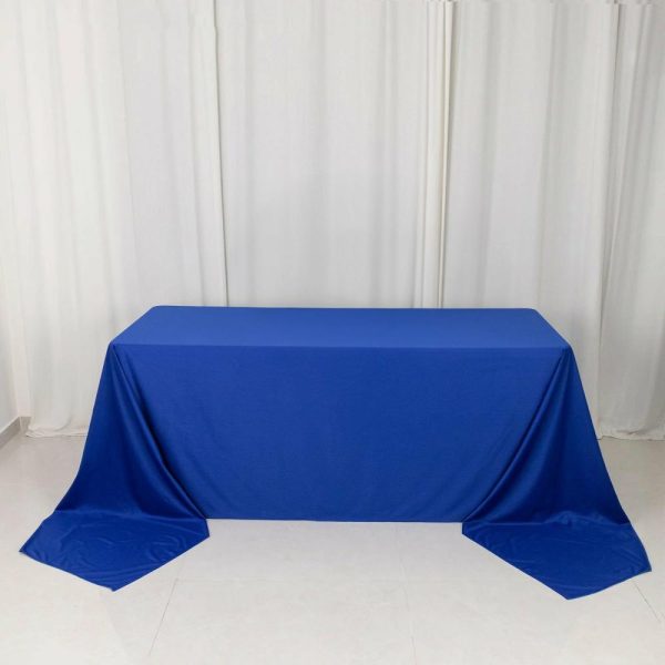 Scuba |  90″x156″ Royal Blue Premium Scuba Wrinkle Free Rectangular Tablecloth, Seamless Scuba Polyester Tablecloth for 8 Foot Table With Floor-Length Drop