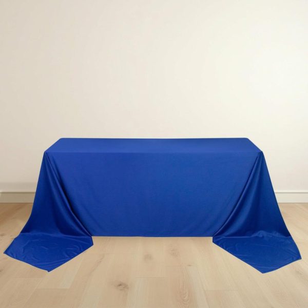 Scuba |  90″x156″ Royal Blue Premium Scuba Wrinkle Free Rectangular Tablecloth, Seamless Scuba Polyester Tablecloth for 8 Foot Table With Floor-Length Drop