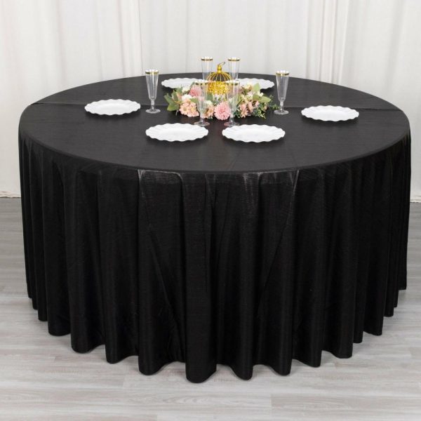 Sequin & Shimmer |  120″ Black Shimmer Sequin Dots Polyester Tablecloth, Wrinkle Free Sparkle Glitter Table Cover for 5 Foot Table With Floor-Length Drop