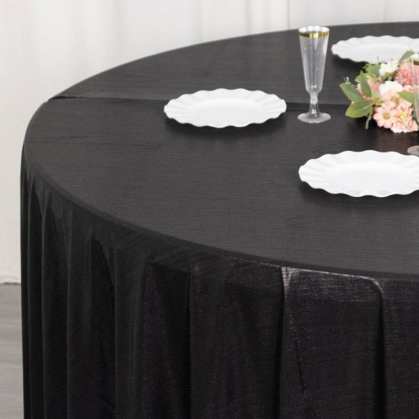 Sequin & Shimmer |  120″ Black Shimmer Sequin Dots Polyester Tablecloth, Wrinkle Free Sparkle Glitter Table Cover for 5 Foot Table With Floor-Length Drop