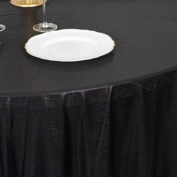 Sequin & Shimmer |  120″ Black Shimmer Sequin Dots Polyester Tablecloth, Wrinkle Free Sparkle Glitter Table Cover for 5 Foot Table With Floor-Length Drop