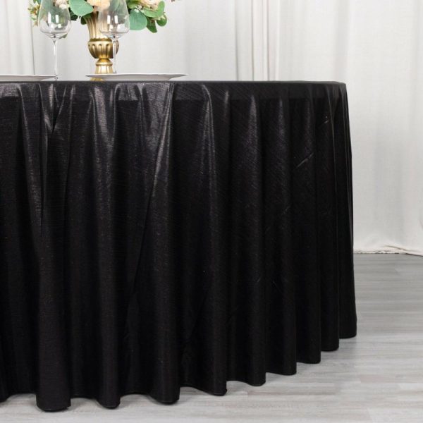 Sequin & Shimmer |  120″ Black Shimmer Sequin Dots Polyester Tablecloth, Wrinkle Free Sparkle Glitter Table Cover for 5 Foot Table With Floor-Length Drop