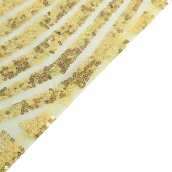 Sequin & Shimmer |  120″ Gold Seamless Diamond Glitz Sequin Round Tablecloth for 5 Foot Table With Floor-Length Drop