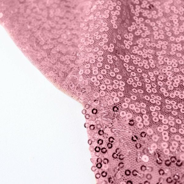 Sequin & Shimmer |  120″ Pink Seamless Premium Sequin Round Tablecloth for 5 Foot Table With Floor-Length Drop