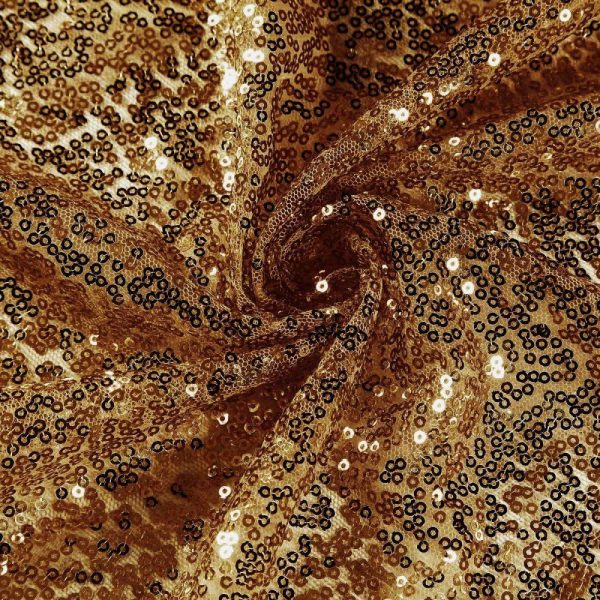 Sequin & Shimmer |  132″ Gold Seamless Premium Sequin Round Tablecloth, Sparkly Tablecloth for 6 Foot Table With Floor-Length Drop