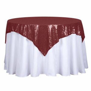 Sequin & Shimmer |  54″x54″ Burgundy Seamless Premium Sequin Square Tablecloth