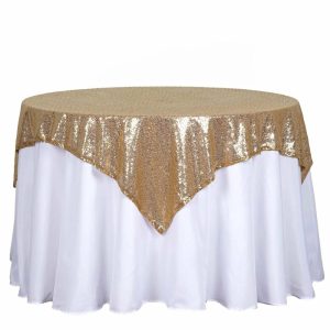 Sequin & Shimmer |  54″x54″ Gold Seamless Premium Sequin Square Tablecloth