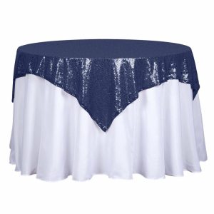 Sequin & Shimmer |  54″x54″ Navy Blue Seamless Premium Sequin Square Tablecloth