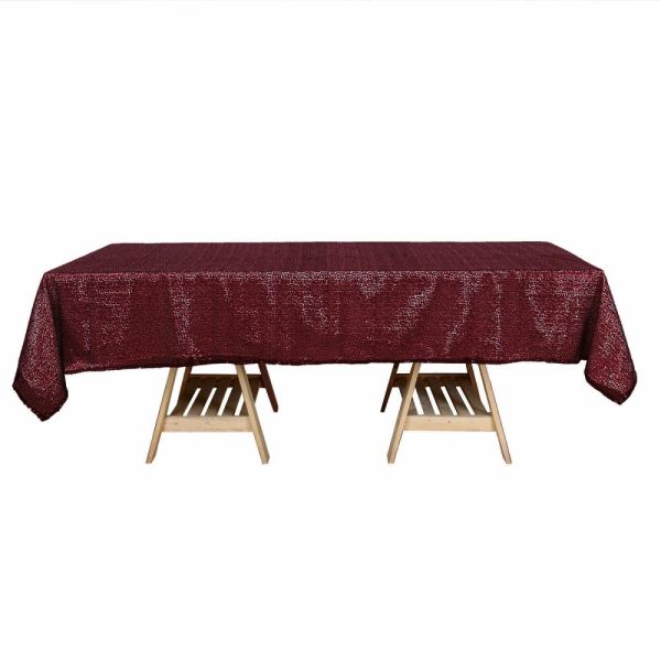 Sequin & Shimmer |  60″x102″ Burgundy Seamless Premium Sequin Rectangle Tablecloth