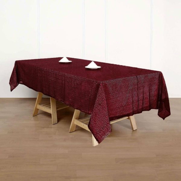 Sequin & Shimmer |  60″x102″ Burgundy Seamless Premium Sequin Rectangle Tablecloth