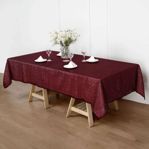 Sequin & Shimmer |  60″x102″ Burgundy Seamless Premium Sequin Rectangle Tablecloth