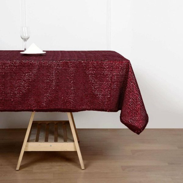 Sequin & Shimmer |  60″x102″ Burgundy Seamless Premium Sequin Rectangle Tablecloth