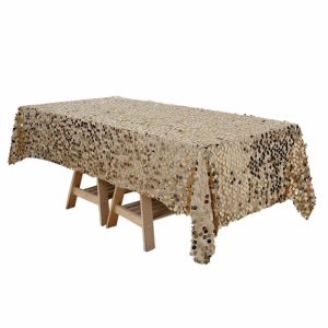 Sequin & Shimmer |  60″x102″ Gold Seamless Big Payette Sequin Rectangle Tablecloth