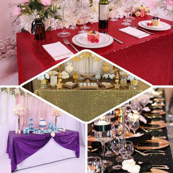 Sequin & Shimmer |  60″x126″ Gold Seamless Premium Sequin Rectangle Tablecloth