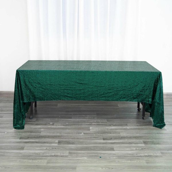 Sequin & Shimmer |  60″x126″ Hunter Emerald Green Seamless Premium Sequin Rectangle Tablecloth