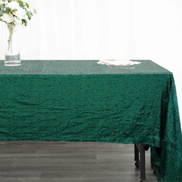 Sequin & Shimmer |  60″x126″ Hunter Emerald Green Seamless Premium Sequin Rectangle Tablecloth