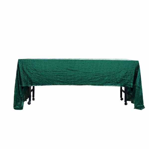 Sequin & Shimmer |  60″x126″ Hunter Emerald Green Seamless Premium Sequin Rectangle Tablecloth