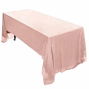 Sequin & Shimmer |  60″x126″ Rose Gold Seamless Premium Sequin Rectangle Tablecloth