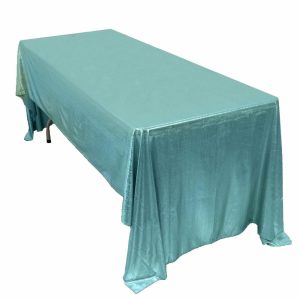 Sequin & Shimmer |  60″x126″ Turquoise Shimmer Sequin Dots Polyester Tablecloth, Wrinkle Free Sparkle Glitter Table Cover