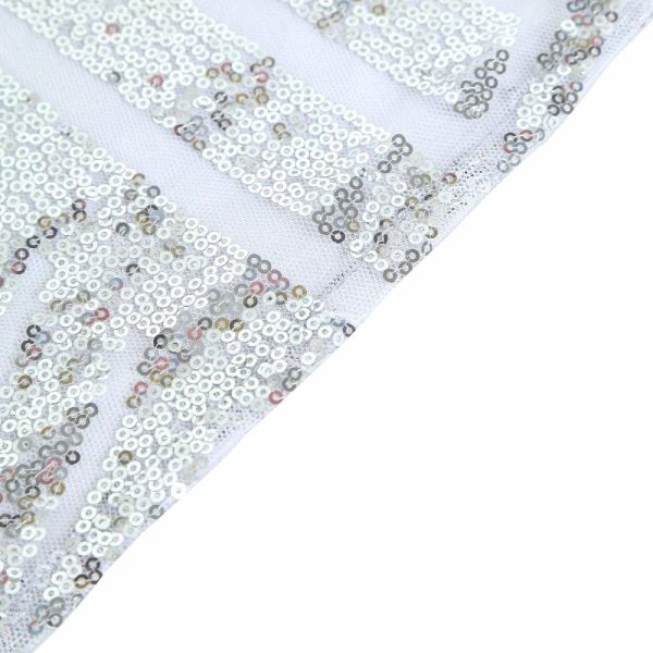 Sequin & Shimmer |  72″ Square Silver Diamond Glitz Sequin Table Overlay Topper