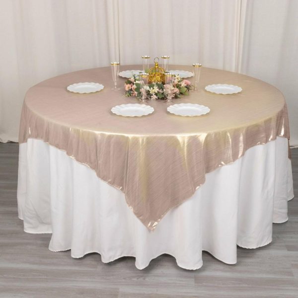 Sequin & Shimmer |  72″x72″ Blush Shimmer Sequin Dots Square Polyester Table Overlay, Wrinkle Free Sparkle Glitter Table Topper