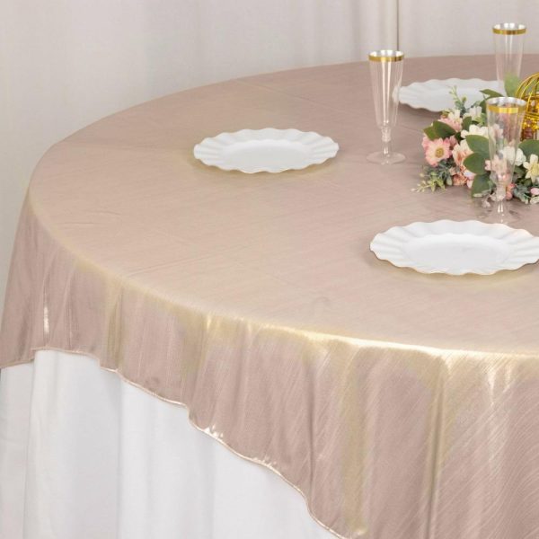 Sequin & Shimmer |  72″x72″ Blush Shimmer Sequin Dots Square Polyester Table Overlay, Wrinkle Free Sparkle Glitter Table Topper