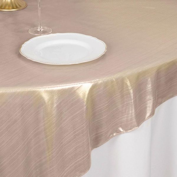 Sequin & Shimmer |  72″x72″ Blush Shimmer Sequin Dots Square Polyester Table Overlay, Wrinkle Free Sparkle Glitter Table Topper