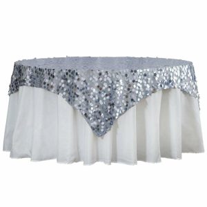 Sequin & Shimmer |  72″x72″ Dusty Blue Premium Big Payette Sequin Square Table Overlay