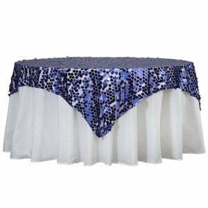 Sequin & Shimmer |  72″x72″ Navy Blue Premium Big Payette Sequin Square Table Overlay