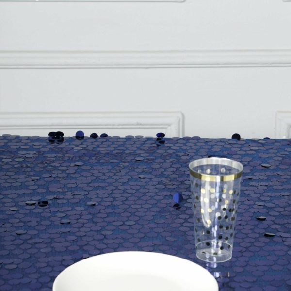 Sequin & Shimmer |  72″x72″ Navy Blue Premium Big Payette Sequin Square Table Overlay