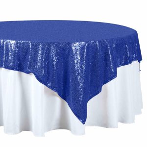 Sequin & Shimmer |  72″x72″ Royal Blue Sequin Sparkly Square Table Overlay