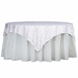 Sequin & Shimmer |  72″x72″ White Premium Big Payette Sequin Square Table Overlay