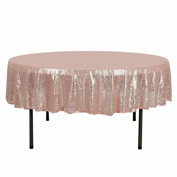 Sequin & Shimmer |  90″ Rose Gold Seamless Premium Sequin Round Tablecloth