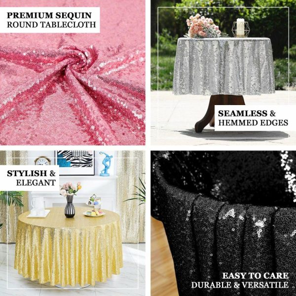 Sequin & Shimmer |  90″ Rose Gold Seamless Premium Sequin Round Tablecloth