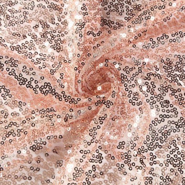 Sequin & Shimmer |  90″ Rose Gold Seamless Premium Sequin Round Tablecloth