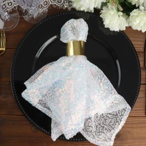 Sequin & Shimmer Napkins |  20”x20” Iridescent Blue Premium Sequin Cloth Dinner Napkin Reusable Linen