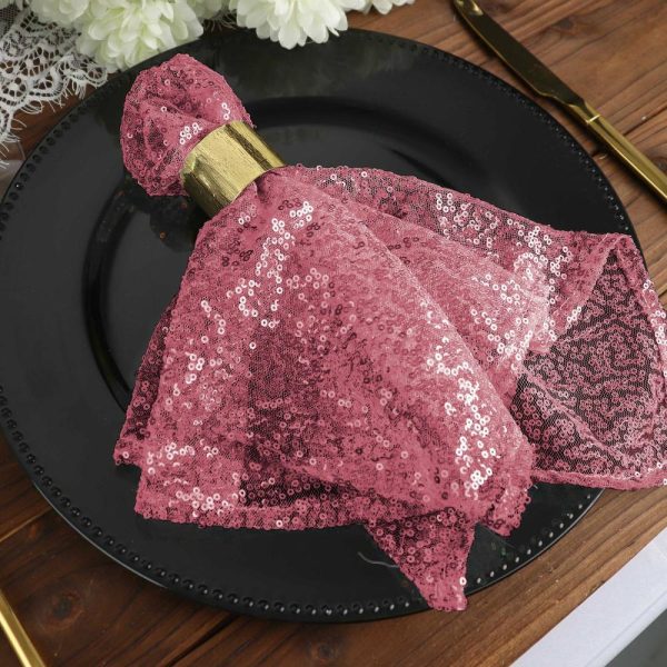 Sequin & Shimmer Napkins |  20”x20” Pink Premium Sequin Cloth Dinner Napkin Reusable Linen