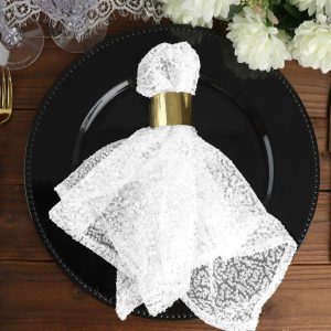 Sequin & Shimmer Napkins |  20”x20” White Premium Sequin Cloth Dinner Napkin Reusable Linen