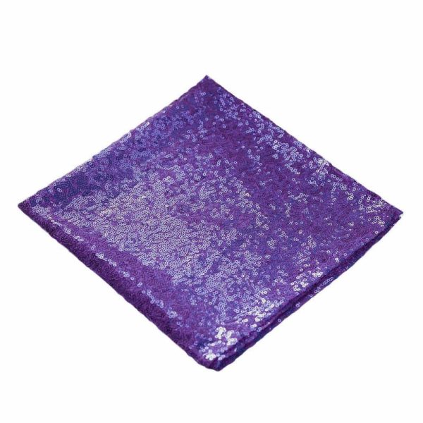 Sequin & Shimmer Napkins |  20″x20″ Purple Premium Sequin Cloth Dinner Napkin Reusable Linen