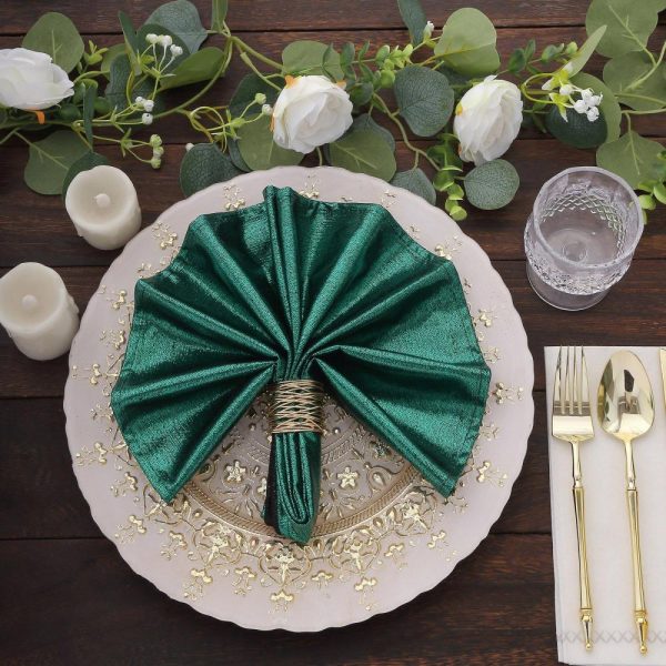 Sequin & Shimmer Napkins |  5 Pack Hunter Emerald Green Shimmer Sequin Dots Polyester Table Napkins, Reusable Sparkle Glitter Cloth Dinner Napkins – 20″x20″