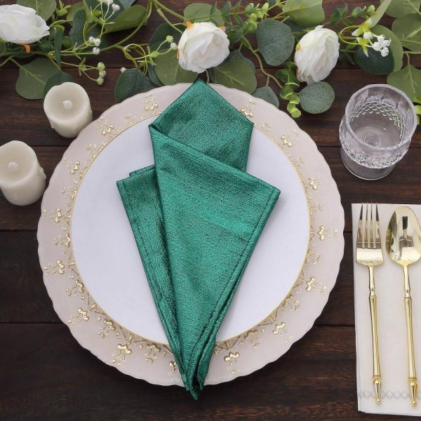 Sequin & Shimmer Napkins |  5 Pack Hunter Emerald Green Shimmer Sequin Dots Polyester Table Napkins, Reusable Sparkle Glitter Cloth Dinner Napkins – 20″x20″