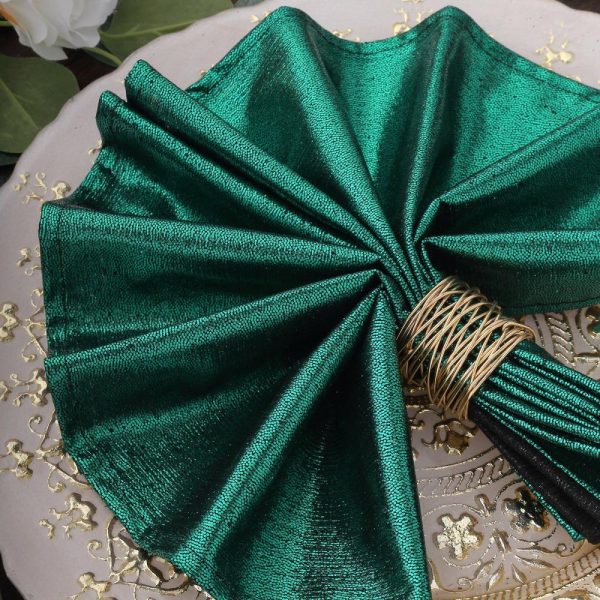 Sequin & Shimmer Napkins |  5 Pack Hunter Emerald Green Shimmer Sequin Dots Polyester Table Napkins, Reusable Sparkle Glitter Cloth Dinner Napkins – 20″x20″