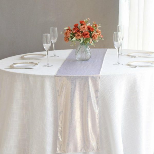 Sequin & Shimmer Runners |  12″x108″ Beige Shimmer Sequin Dots Polyester Table Runner, Wrinkle Free Sparkle Glitter Table Runner