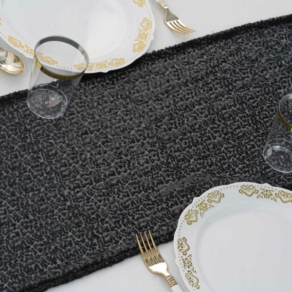 Sequin & Shimmer Runners |  12″x108″ Black Premium Sequin Table Runner