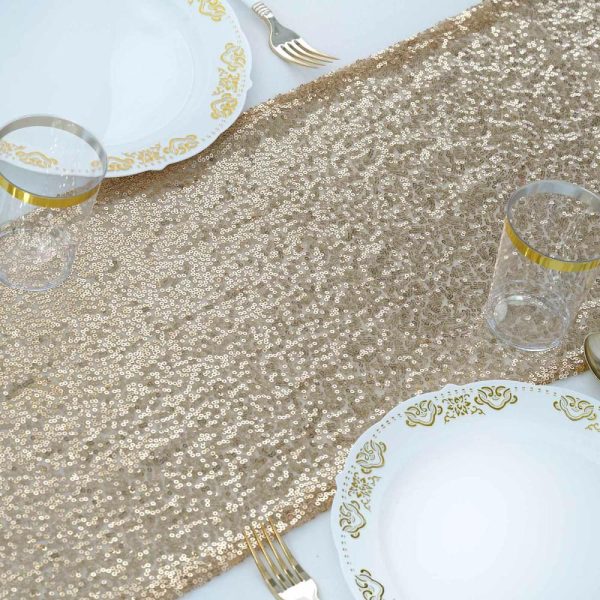 Sequin & Shimmer Runners |  12″x108″ Champagne Premium Sequin Table Runner