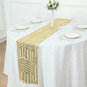 Sequin & Shimmer Runners |  12″x108″ Gold Diamond Glitz Sequin Table Runner