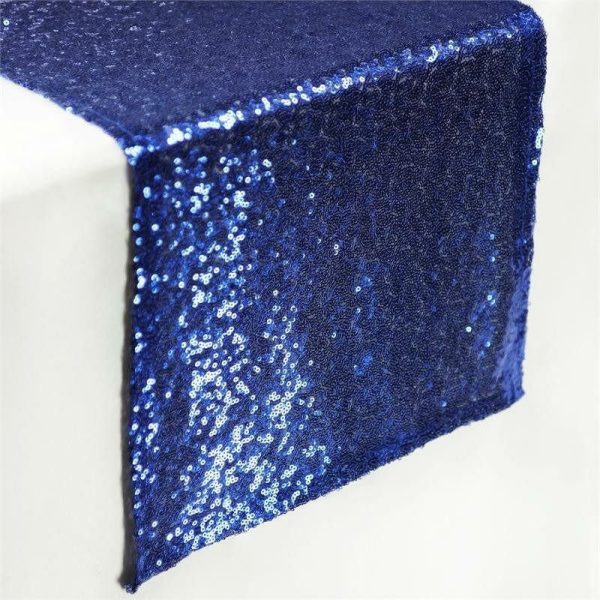 Sequin & Shimmer Runners |  12″x108″ Navy Blue Premium Sequin Table Runner