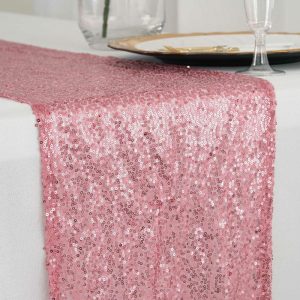 Sequin & Shimmer Runners |  12″x108″ Pink Premium Sequin Table Runner