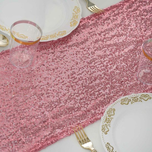 Sequin & Shimmer Runners |  12″x108″ Pink Premium Sequin Table Runner