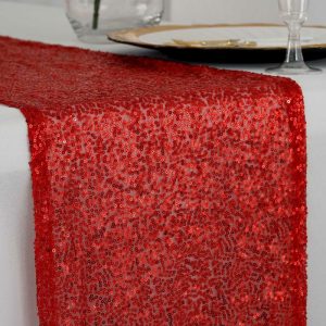 Sequin & Shimmer Runners |  12″x108″ Red Premium Sequin Table Runner